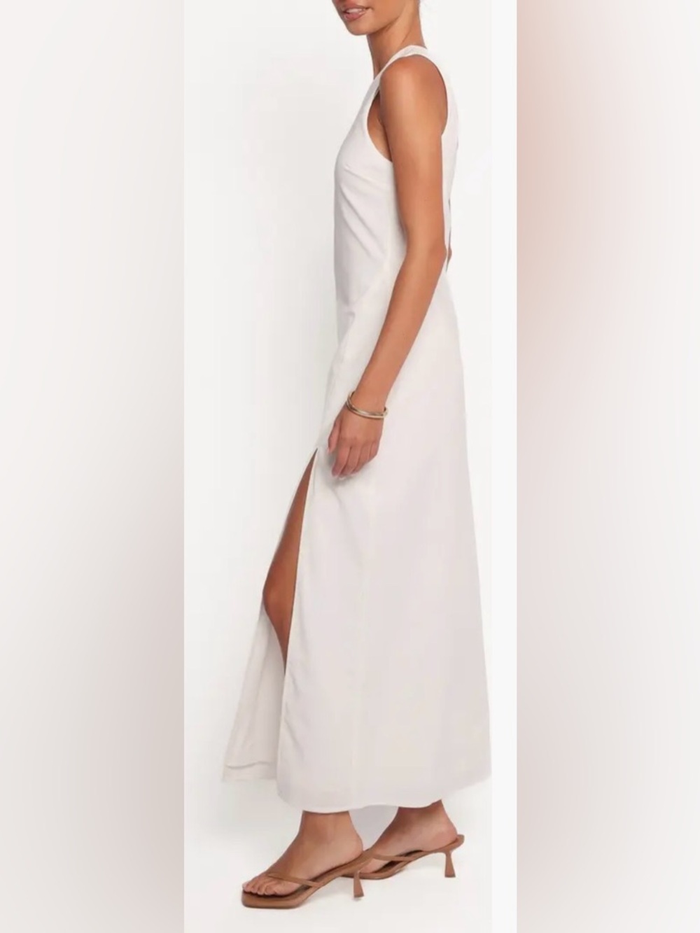 Petal & Pup Chandler one shoulder linen blend  High Side dress - Picture 4 of 7